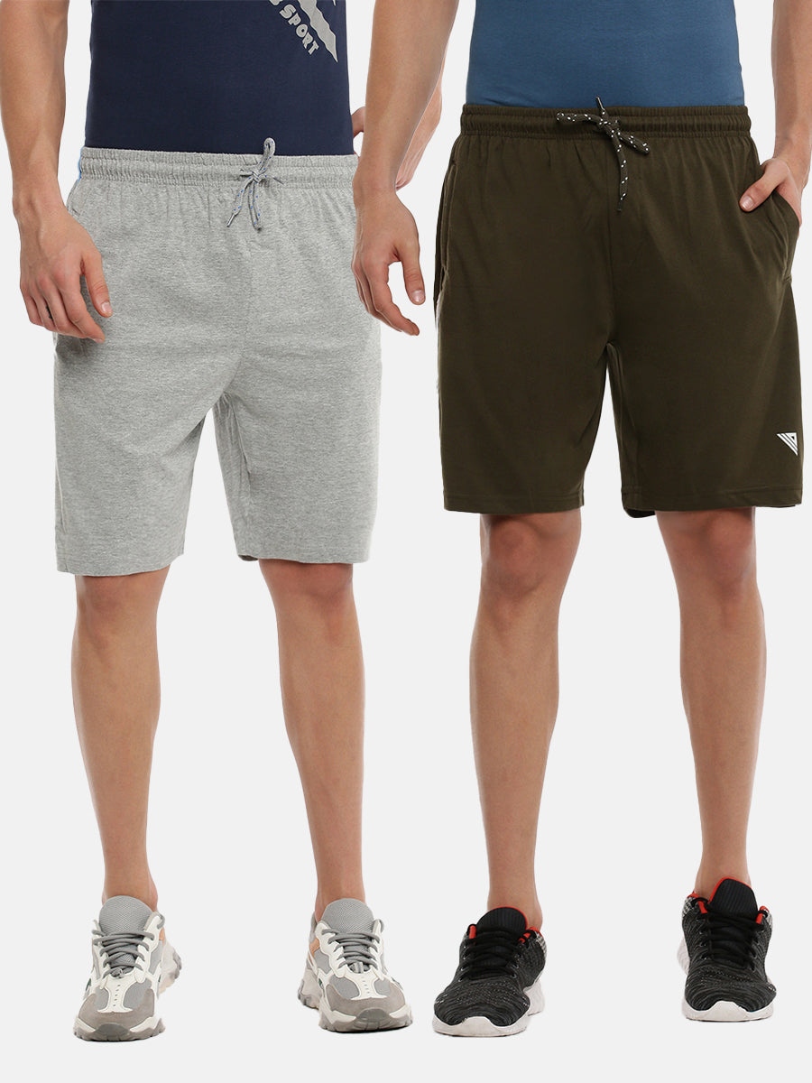 Super Combed Cotton Comfort Fit One Side Zipper Shorts (2 PCs Pack)