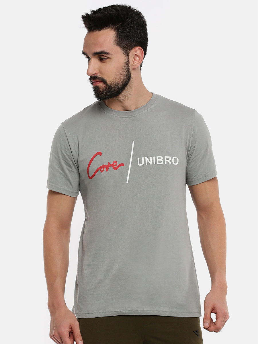 Super Combed Cotton Round Neck Graphic T-Shirt Grey GT9