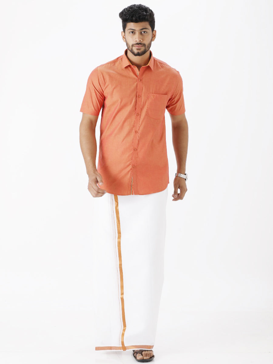 Mens Premium Cotton Formal Copper Half Sleeves Copper Shirt G105-Full view