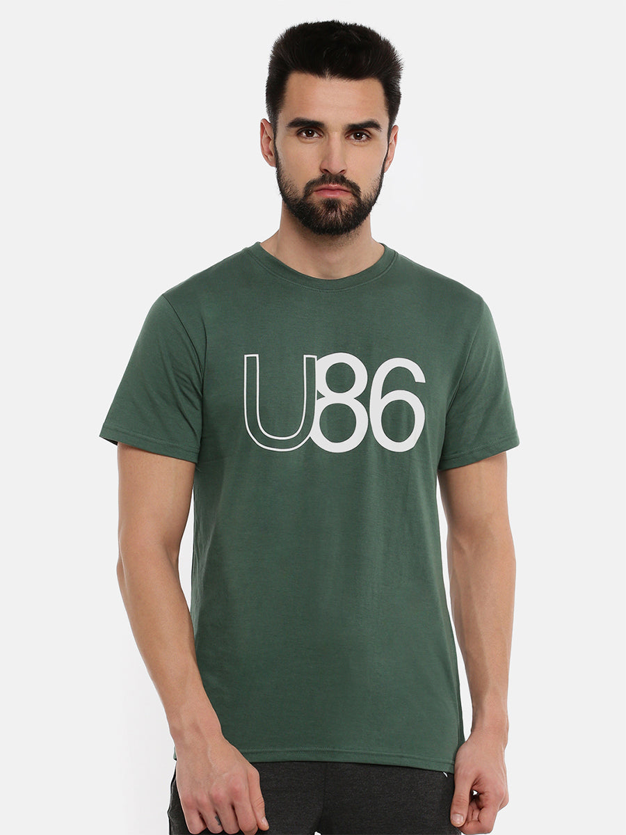 Super Combed Cotton Round Neck Graphic T-Shirt Olive GT3