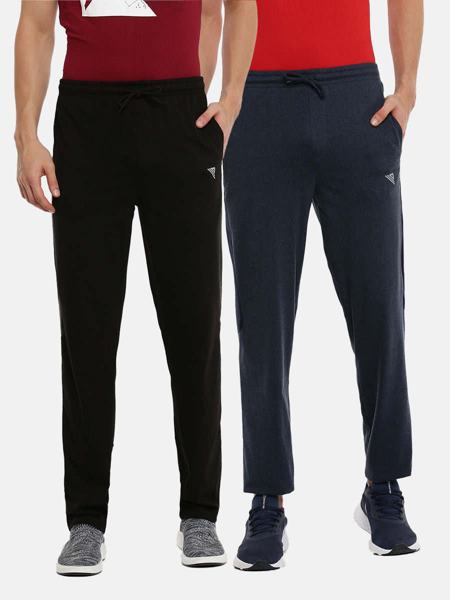 Super Combed Cotton Smart Fit Zipper Pockets Track Pants (Pack of 2)