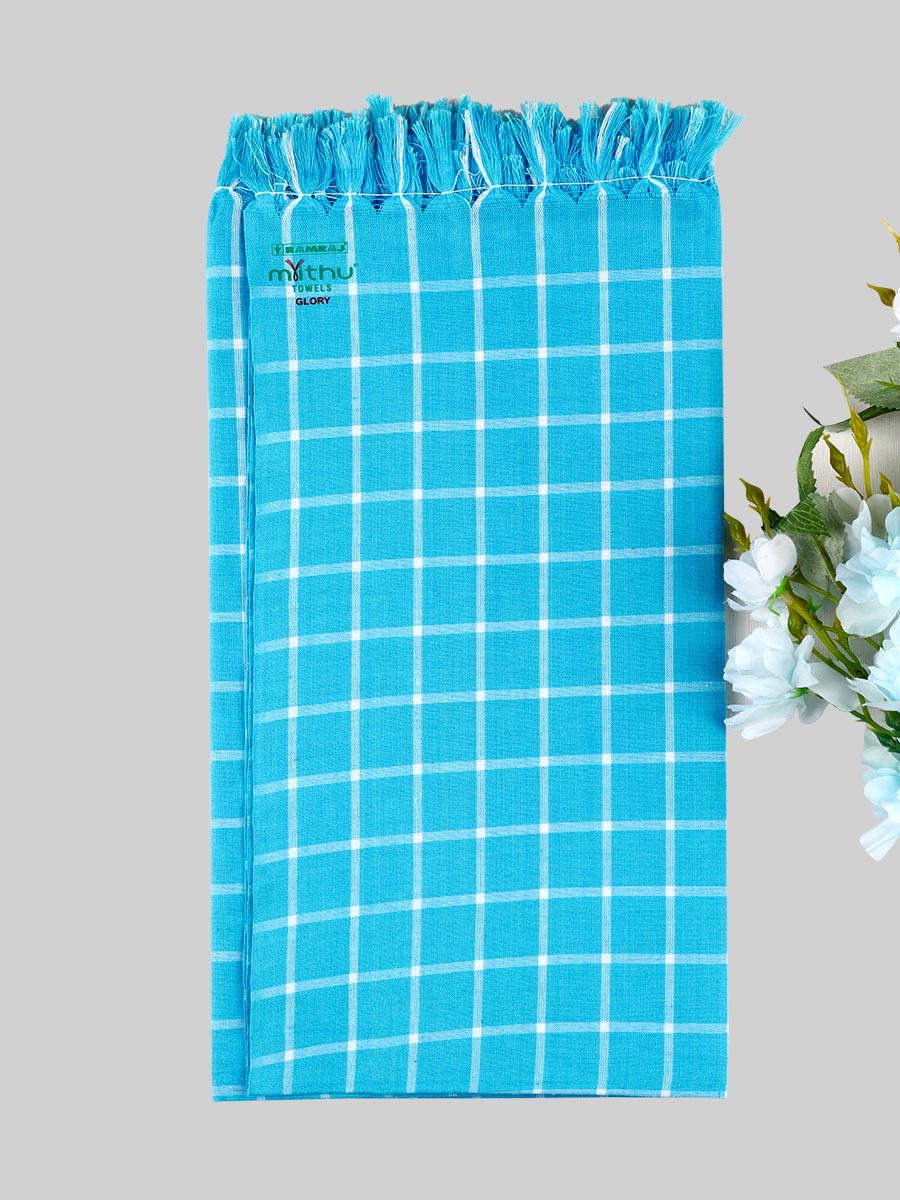 Glory Plain Colour Bath Towel (2 PCs Pack)-Blue
