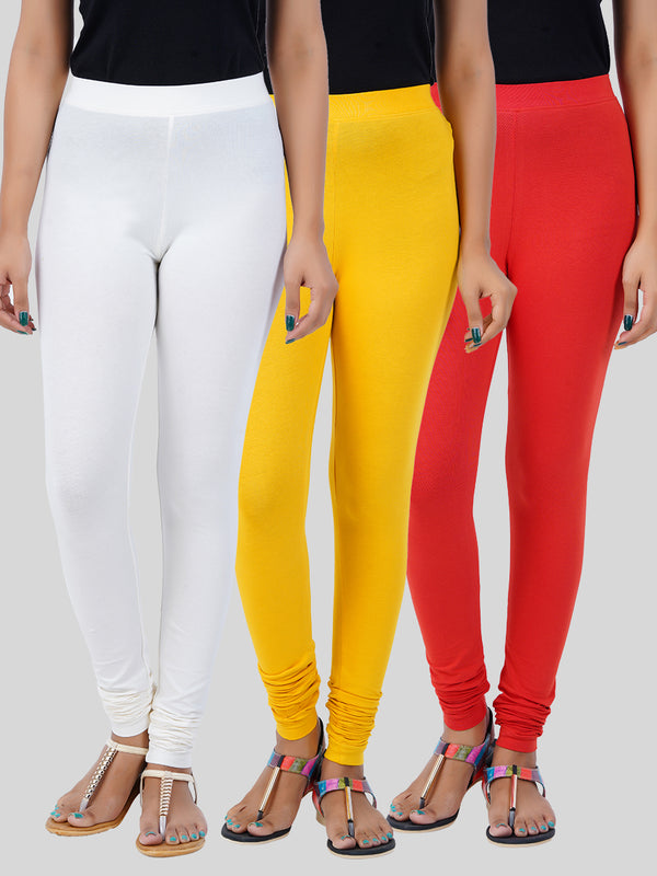 Churidar Fit Cotton Spandex Stretchable Comfort Leggings (Pack of 3)