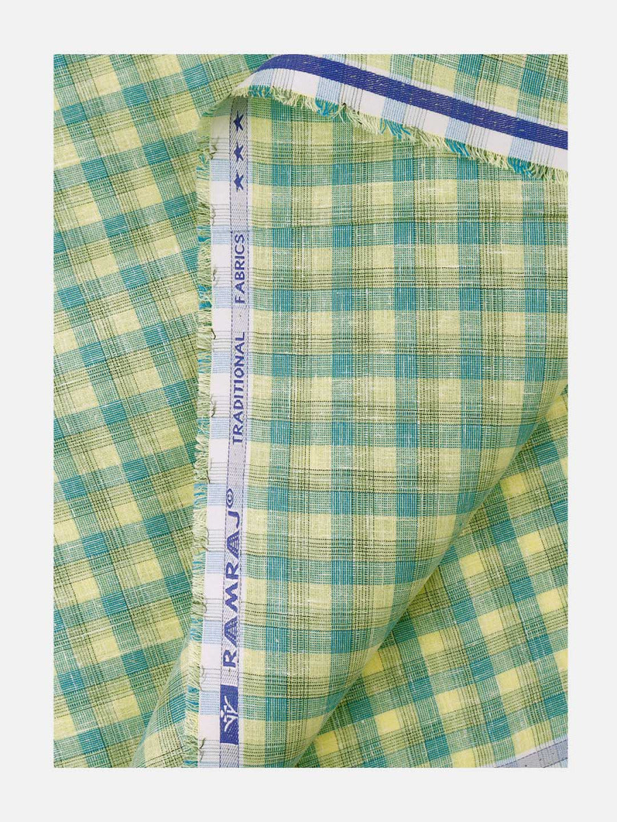 Cotton Colour Green & Yellow Checked Shirt Fabric High Style-Double side view