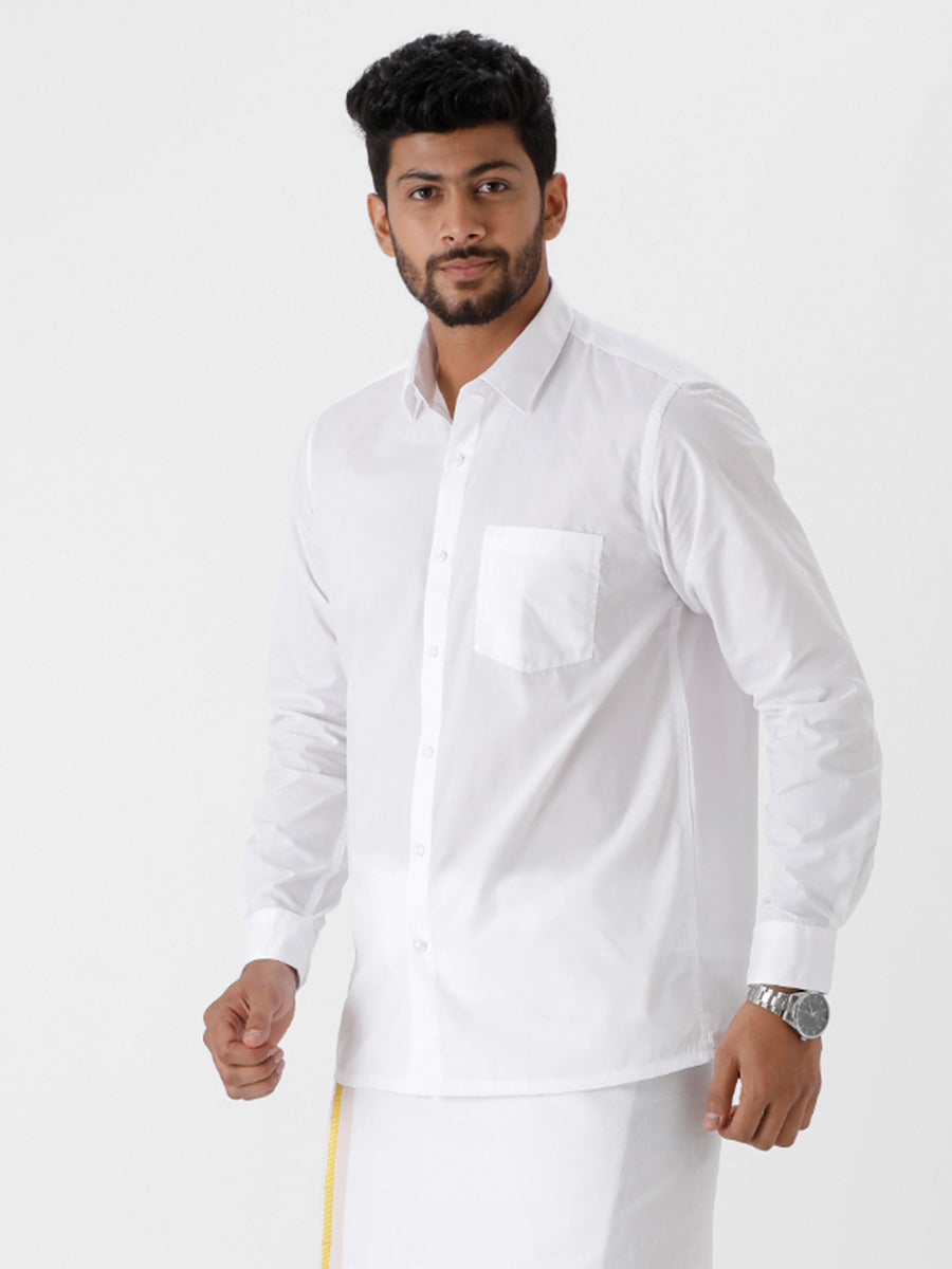Mens Black and White Full Sleeves Shirt Combo-Side view white