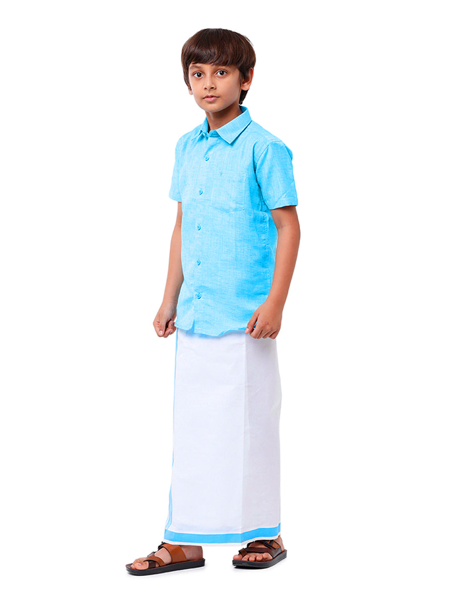 Boys Matching Dhoti & Shirt Combo Blue C11-Side alternative view