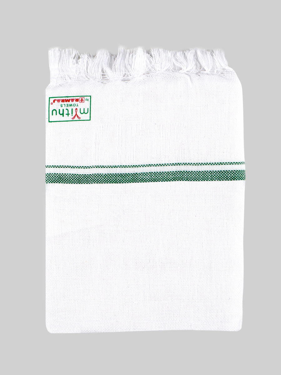 Cotton White Bath Towel NO4091 (2 PCs Pack)-Green