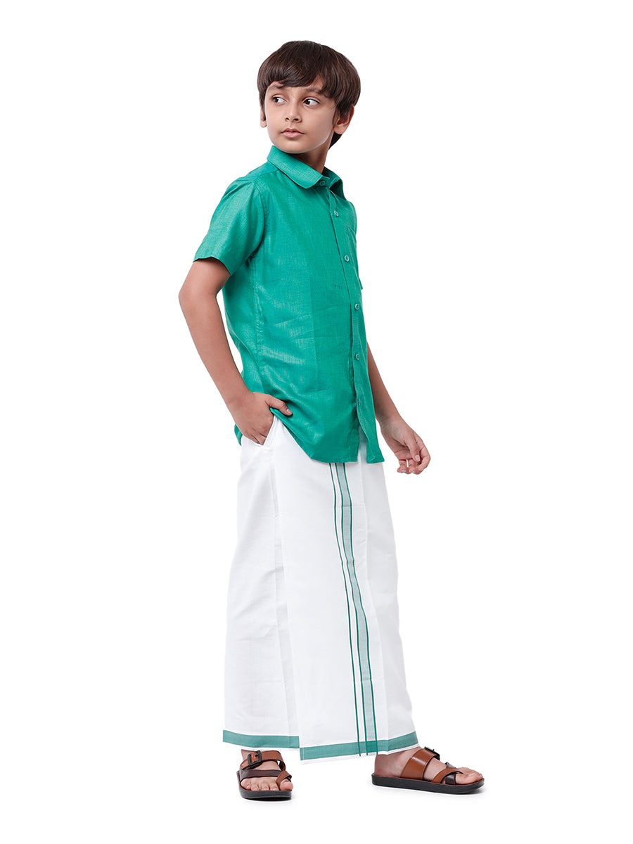 Boys Matching Dhoti & Shirt Combo Green C36-Side view