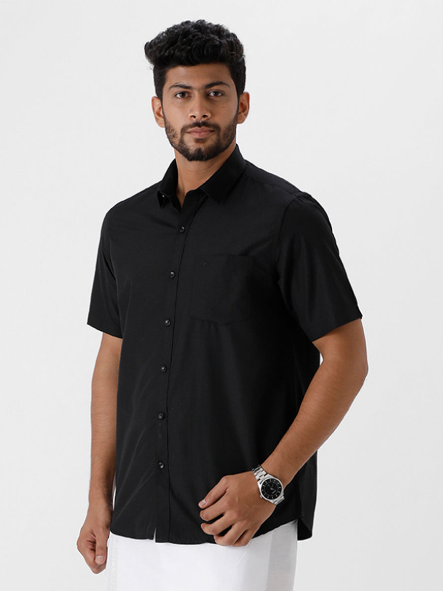 Mens Black and White Half Sleeves Shirt Combo-Side view
