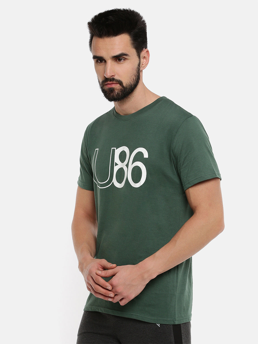 Super Combed Cotton Round Neck Graphic T-Shirt Olive GT3