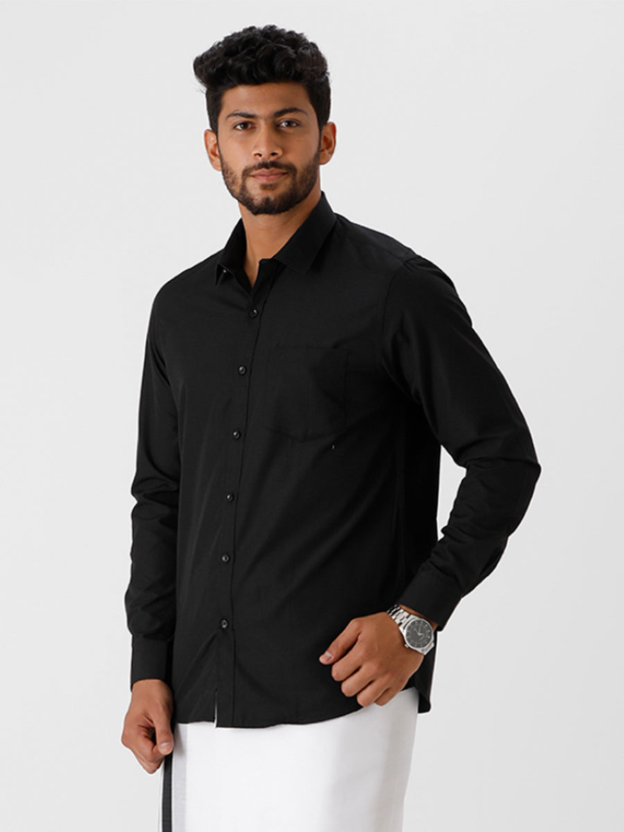 Mens Black and White Full Sleeves Shirt Combo-Side view 