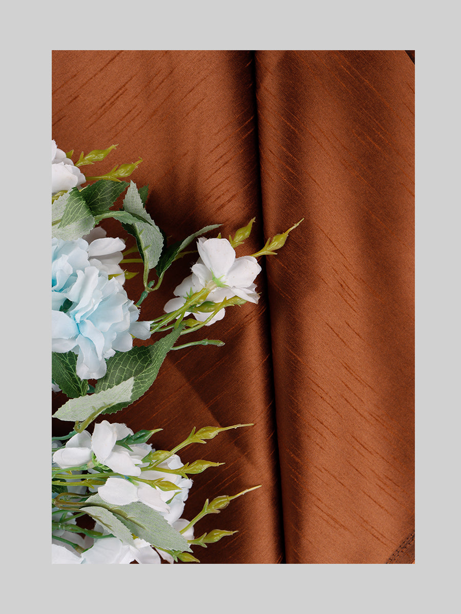 Cotton Colour Plain Shirt Fabric Copper Trishul-Close alternative view