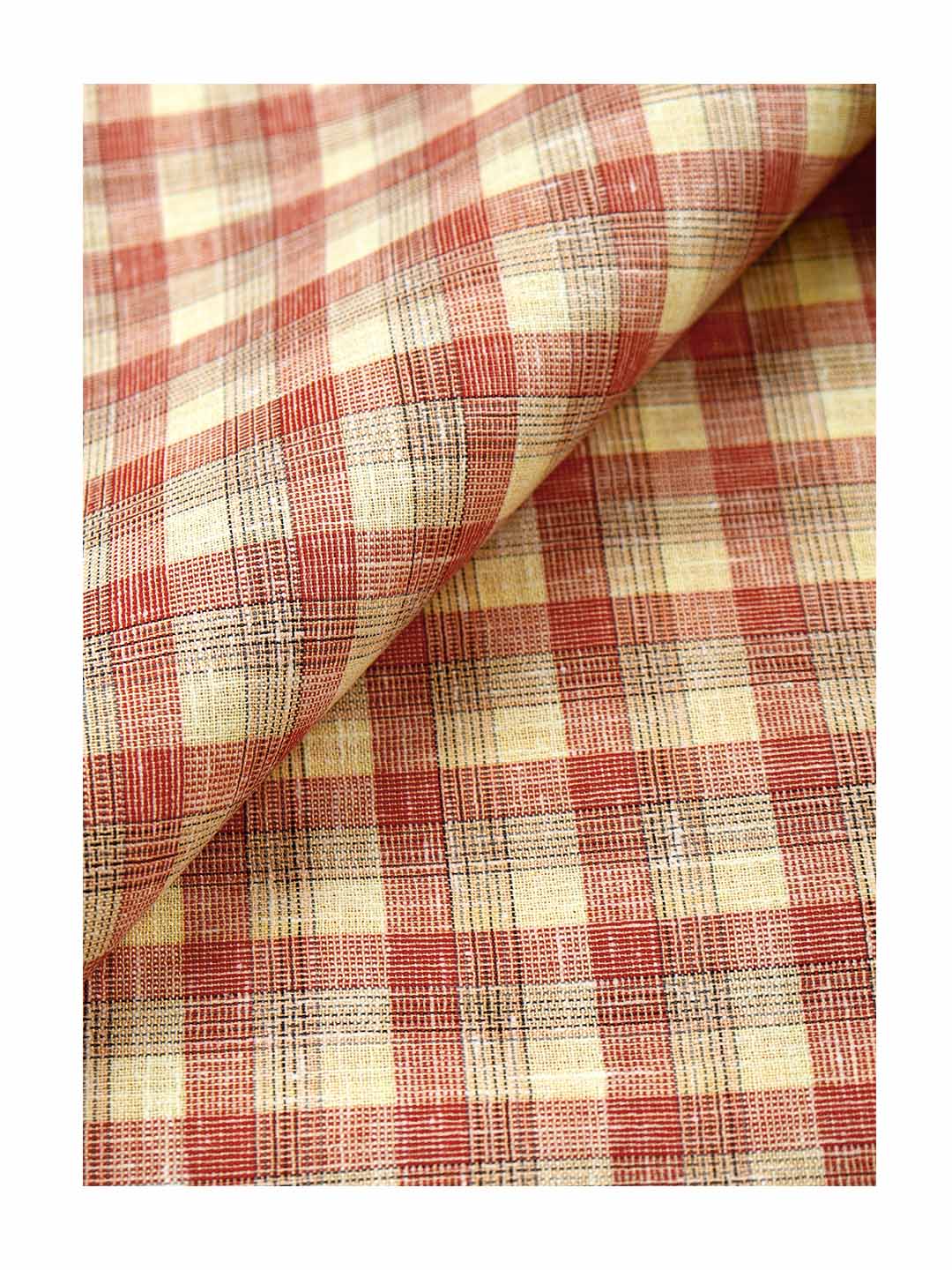 Cotton Colour Brown & Mustard Checked Shirt Fabric High Style-Pattern view