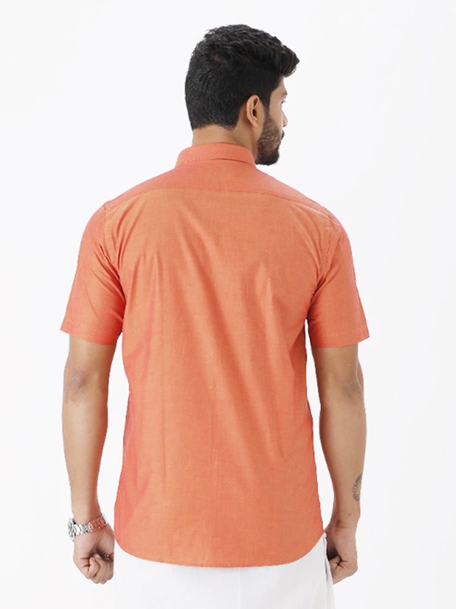Mens Premium Cotton Formal Copper Half Sleeves Copper Shirt G105-Back view