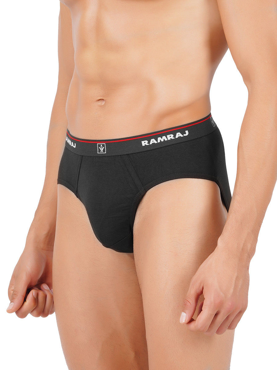 Soft Combed Rib Outer Elastic Black Color Brief Suriya (2 PCs Pack)-Side view