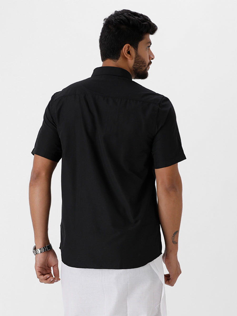 Mens Black and White Half Sleeves Shirt Combo-Back view