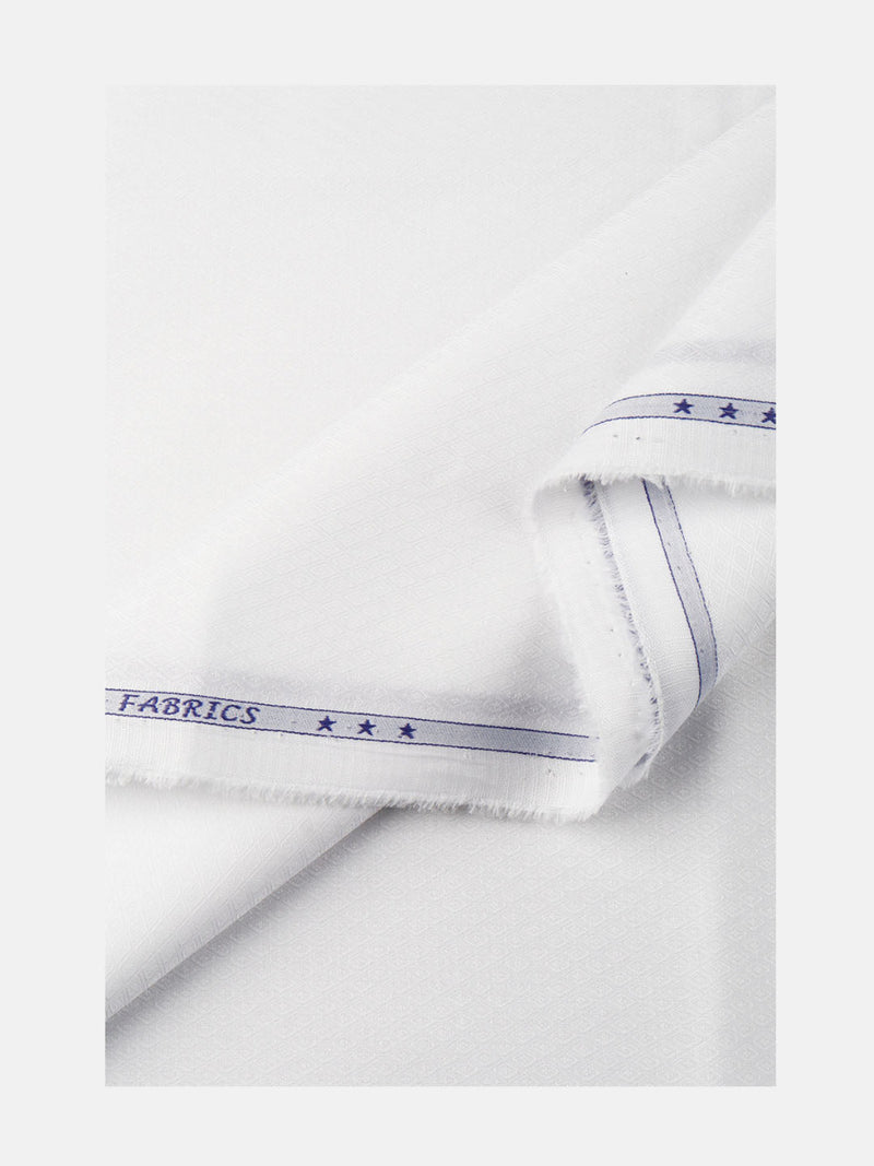 Cotton Dobby Weave White Diamond Design Shirt Fabric Cool Free