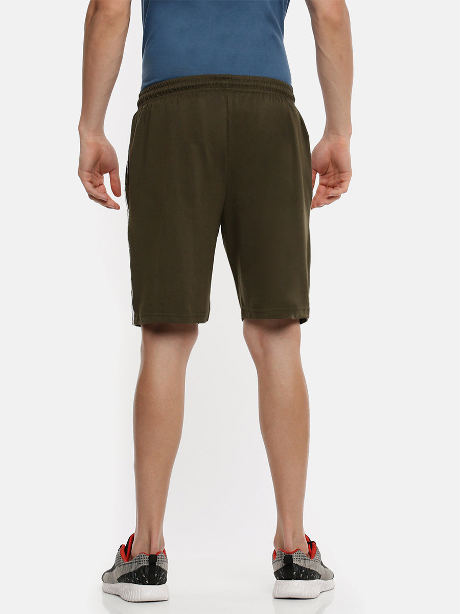 Super Combed Cotton Comfort Fit One Side Zipper Shorts Olive Green