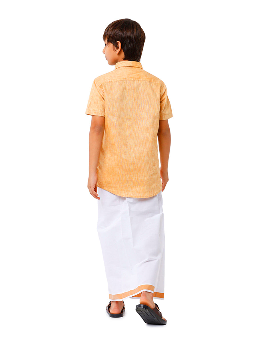 Boys Matching Dhoti & Shirt Combo Mustard C1-Back view