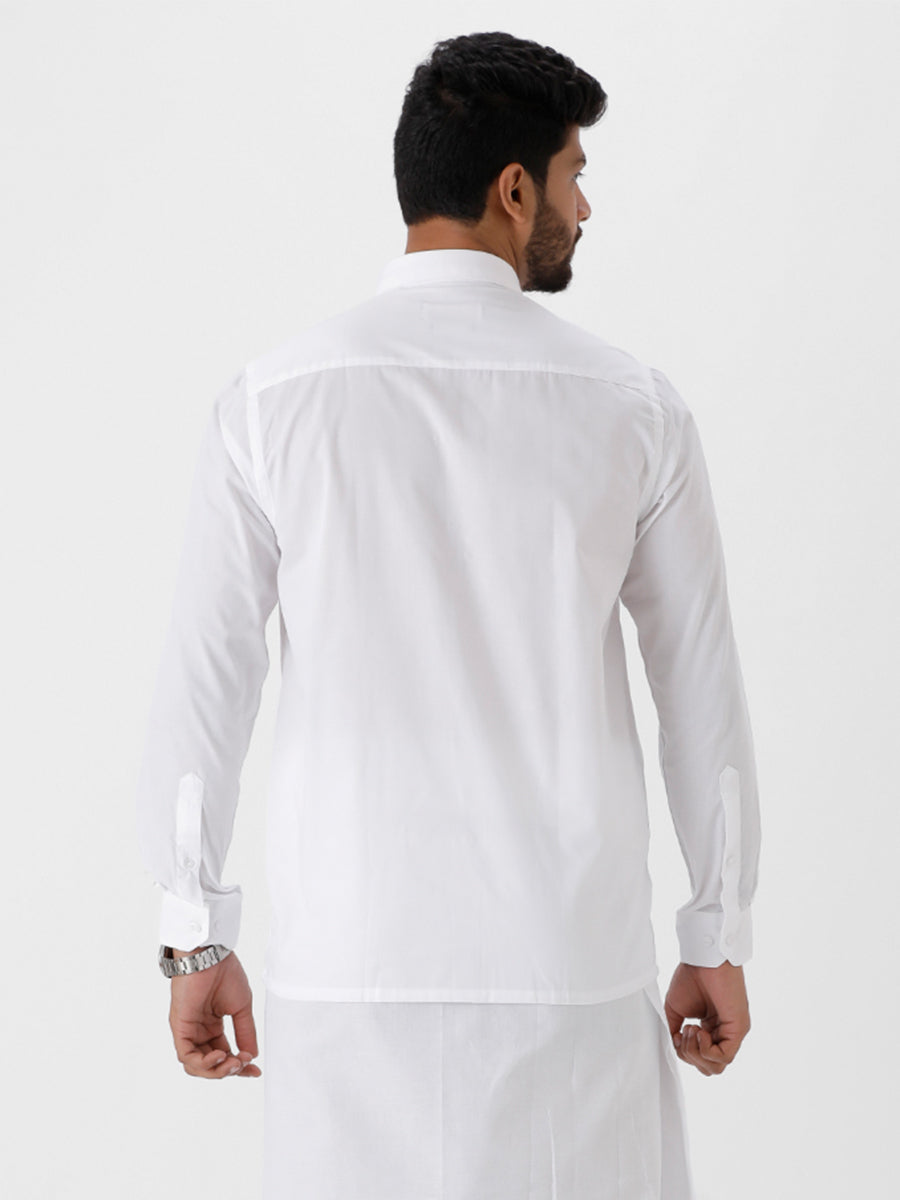 Mens Black and White Full Sleeves Shirt Combo -Back view white