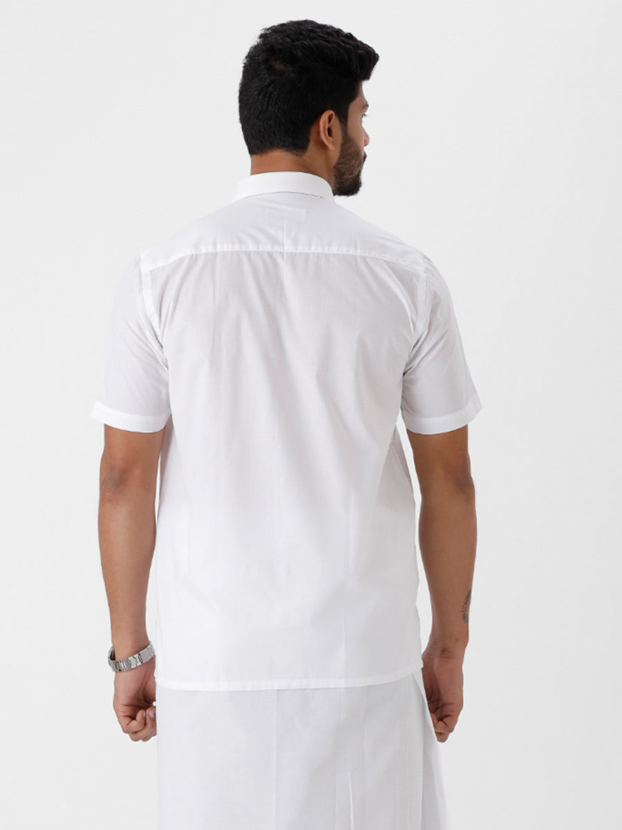 Mens Black and White Half Sleeves Shirt Combo-Back view white