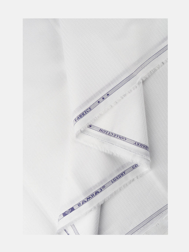 Cotton Dobby Weave White Checked Shirt Fabric Cool Free