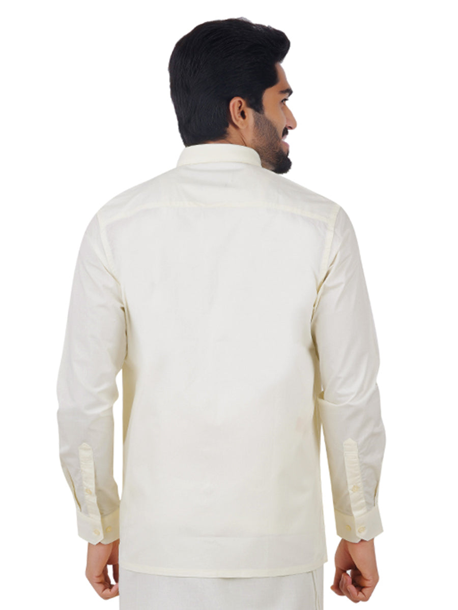 Mens Cotton Cream Shirt Full Sleeves Chiranjeevi-Back view