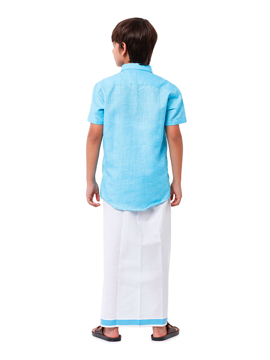 Boys Matching Dhoti & Shirt Combo Blue C11-Back view
