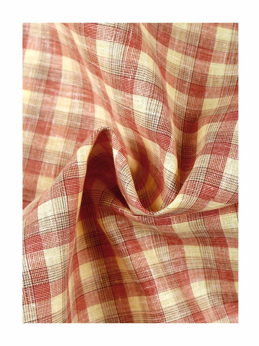 Cotton Colour Brown & Mustard Checked Shirt Fabric High Style