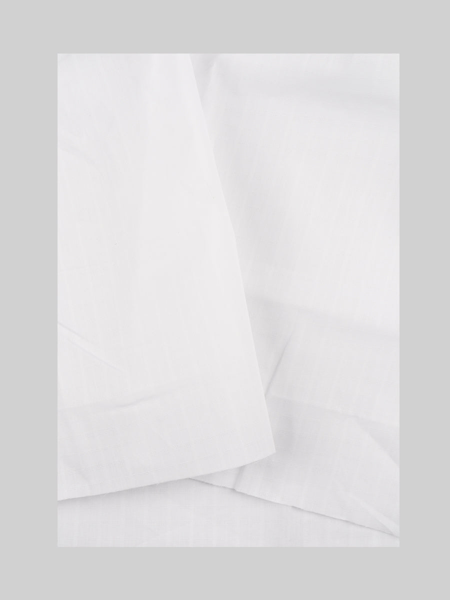 Cotton White Checks Shirt Fabric White Forest-Zoom view