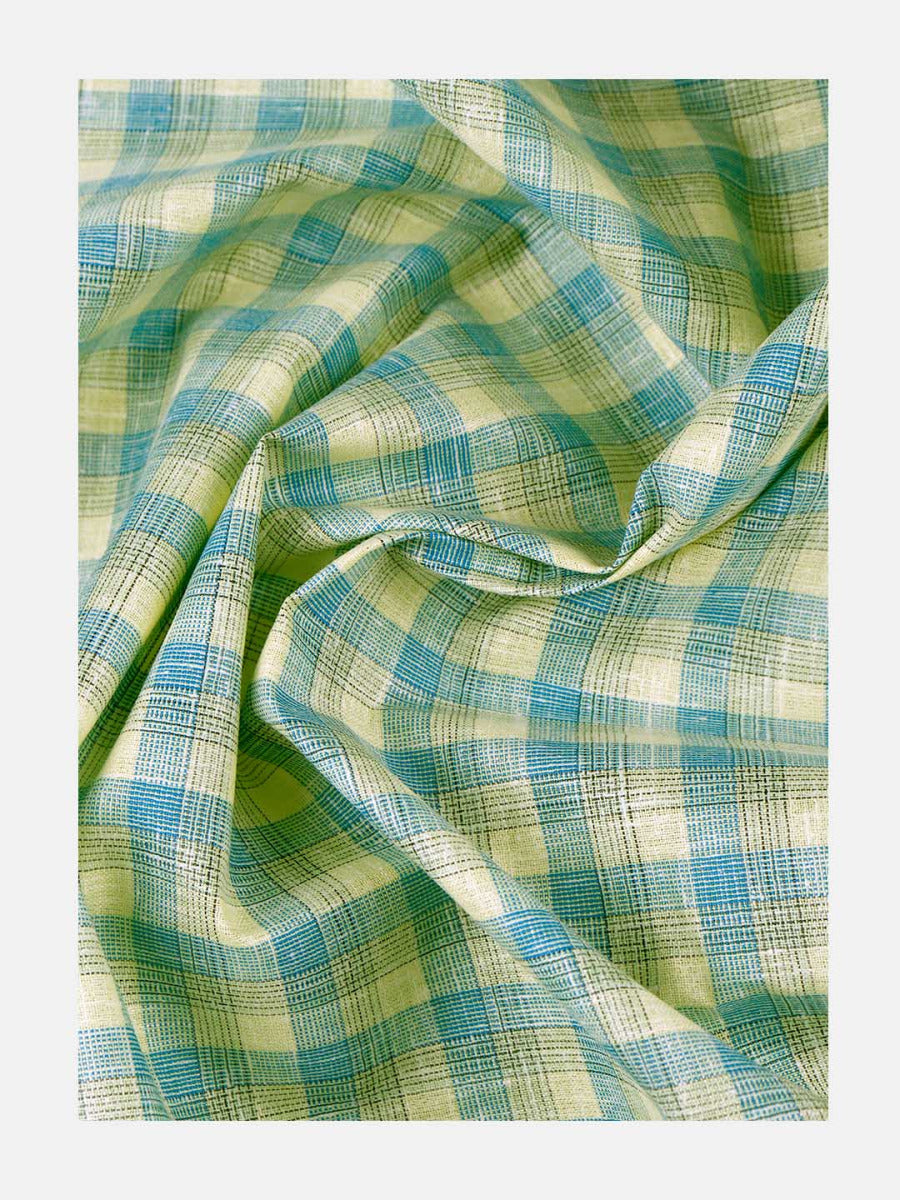 Cotton Colour Green & Yellow Checked Shirt Fabric High Style