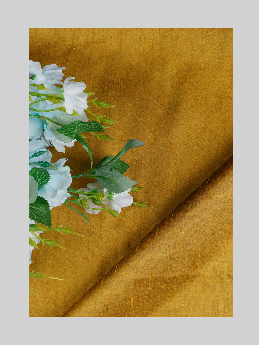 Cotton Colour Plain Shirt Fabric Gold Trishul-Close view