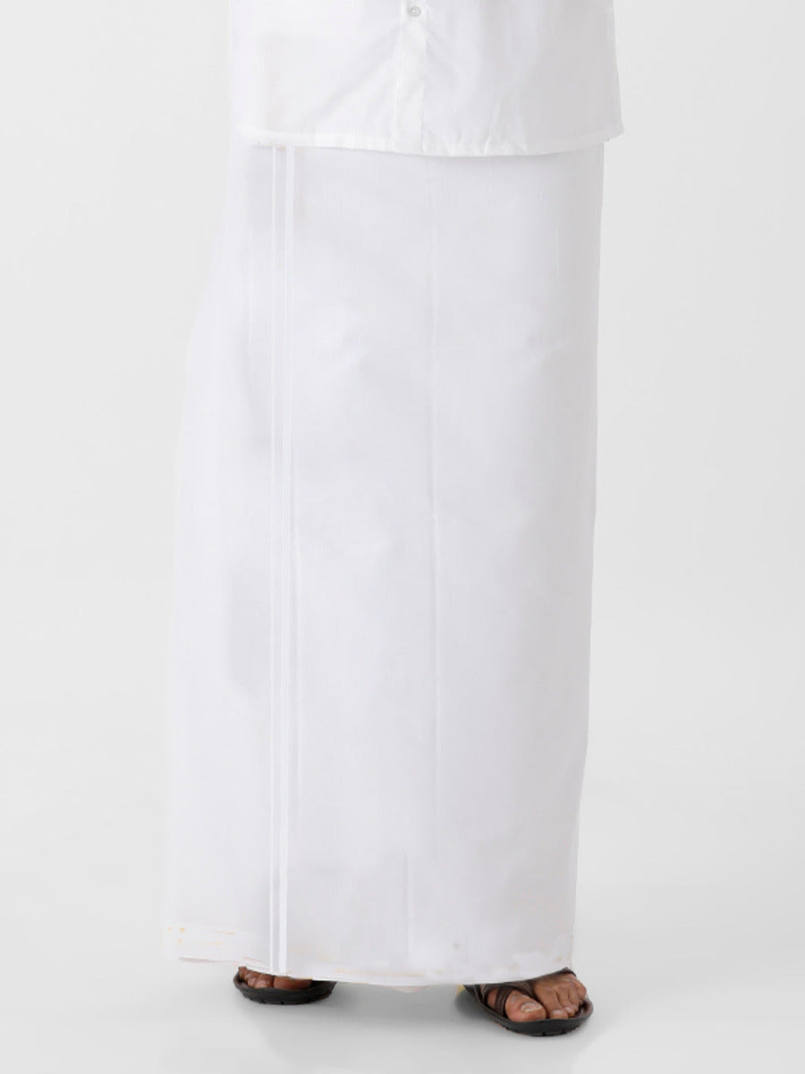 Mens Cotton White Half Sleeve Shirt with Paramas Dhoti Combo-Bottom view
