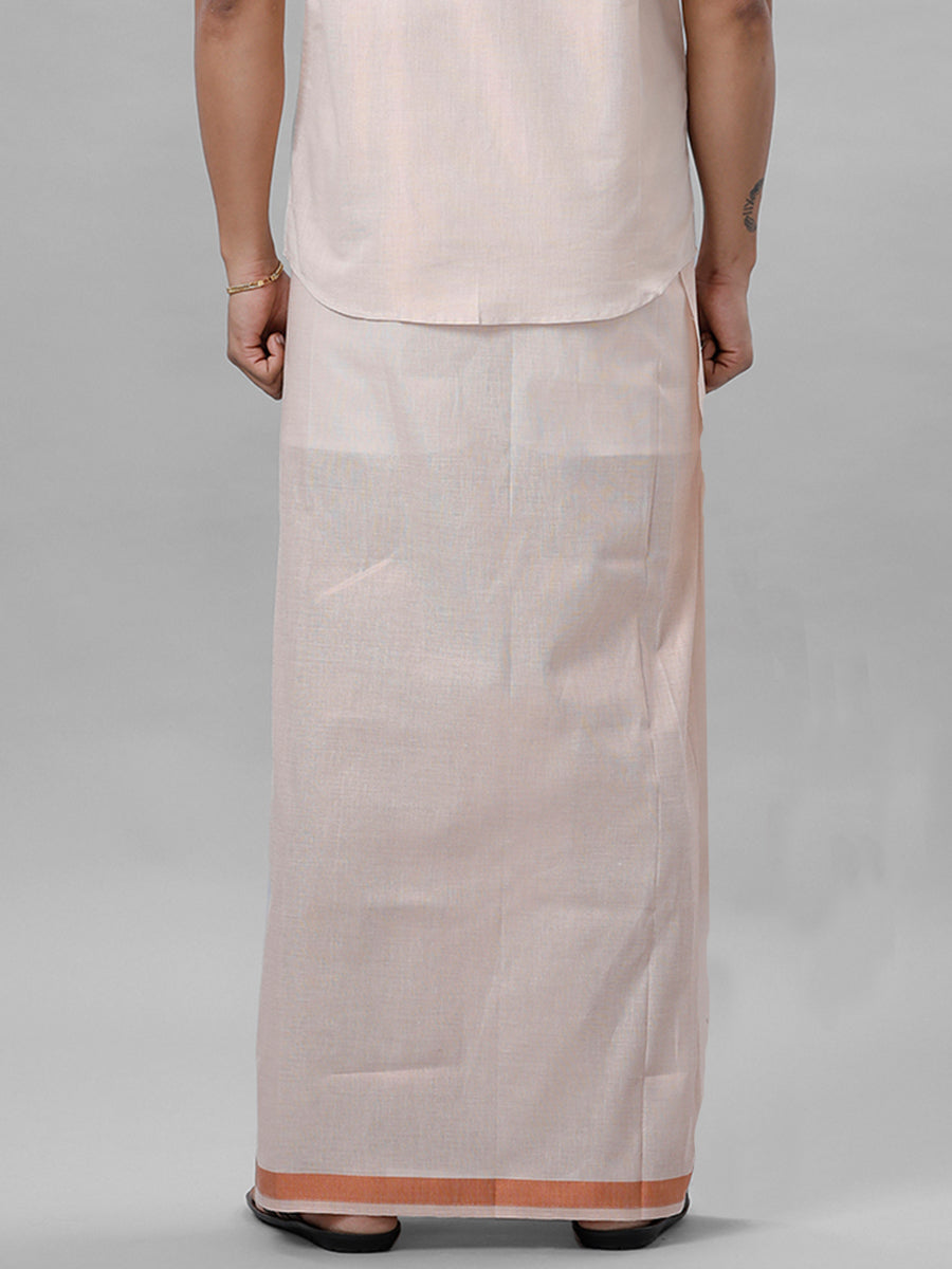Mens Single Copper Tissue Dhoti with Jari 3/4" Extreme Copper-Back view