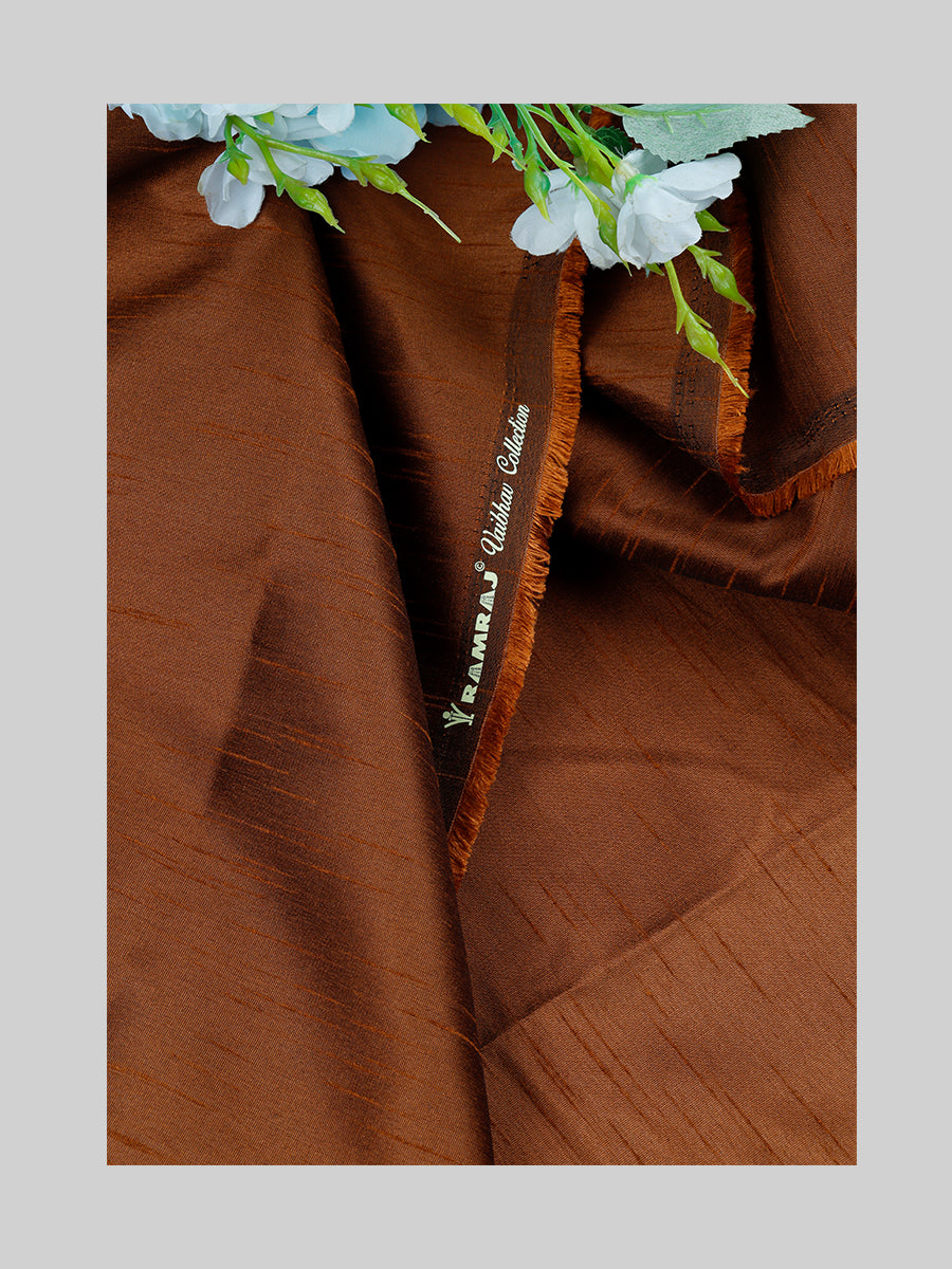 Cotton Colour Plain Shirt Fabric Copper Trishul-Close view