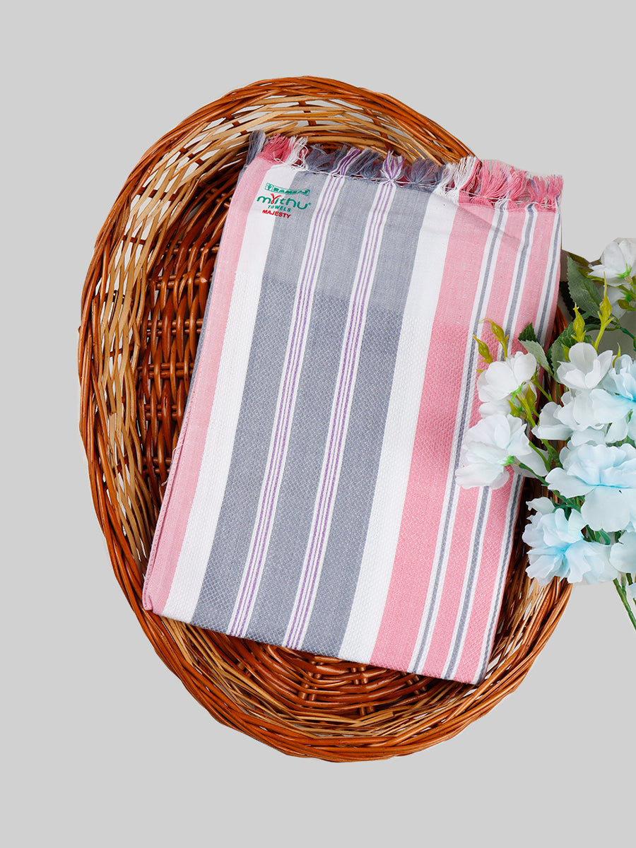 Cotton Colour Bath Towel Majesty Towel-Pink & grey