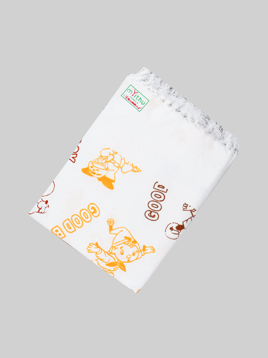 White Cotton Printed Towel (Pack of 2)-View one