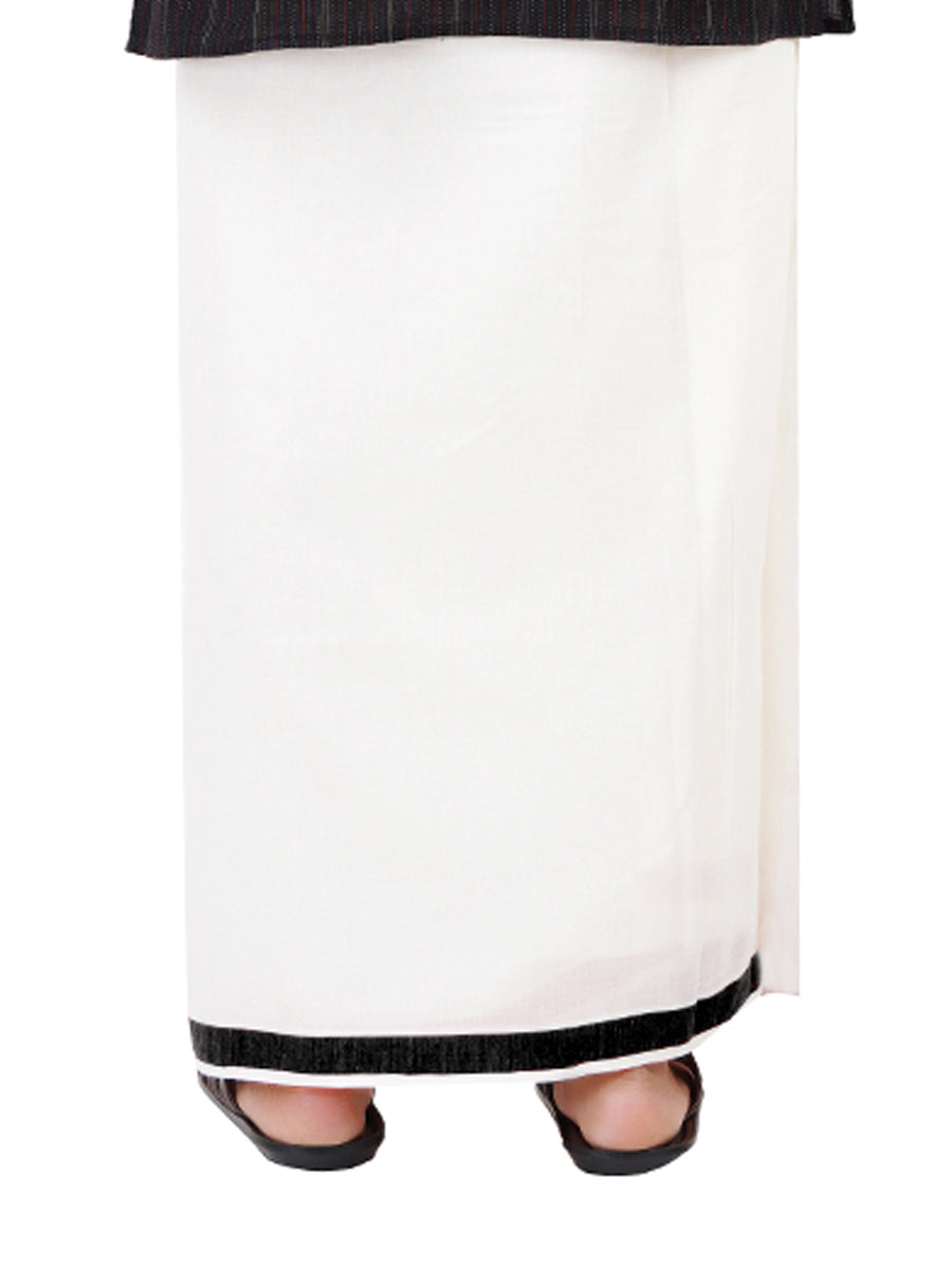 Mens Double Dhoti White with Fancy Border Anchor Special Black-Back alternative view