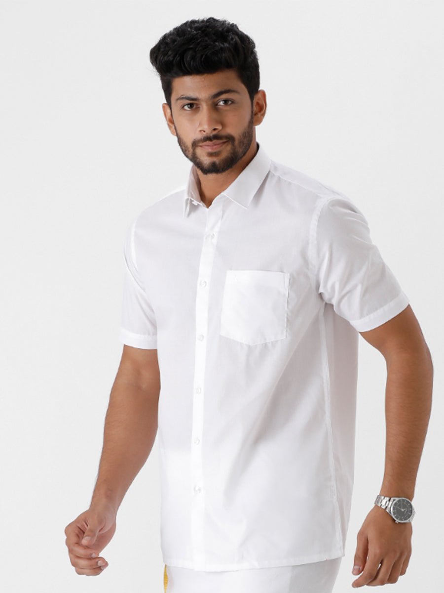 Mens Black and White Half Sleeves Shirt Combo-Side view white