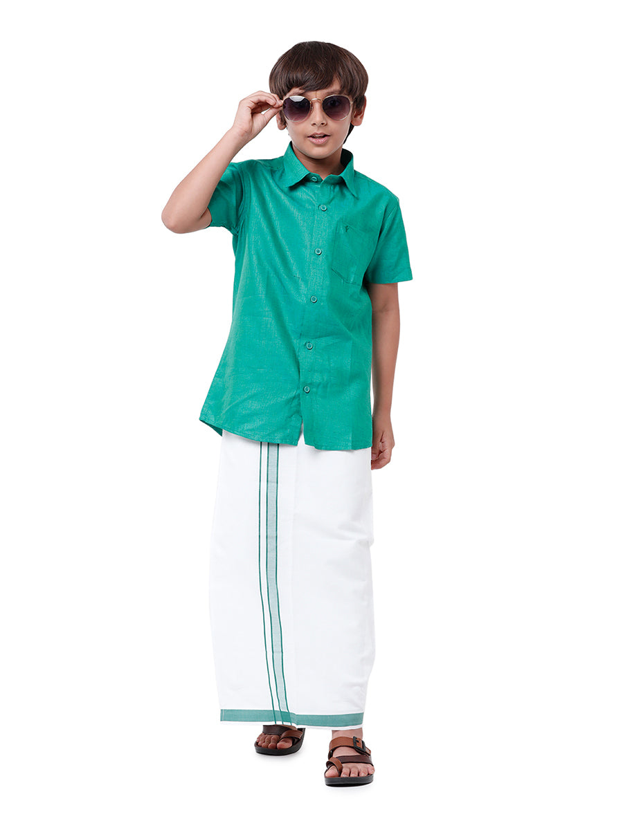 Boys Matching Dhoti & Shirt Combo Green C36