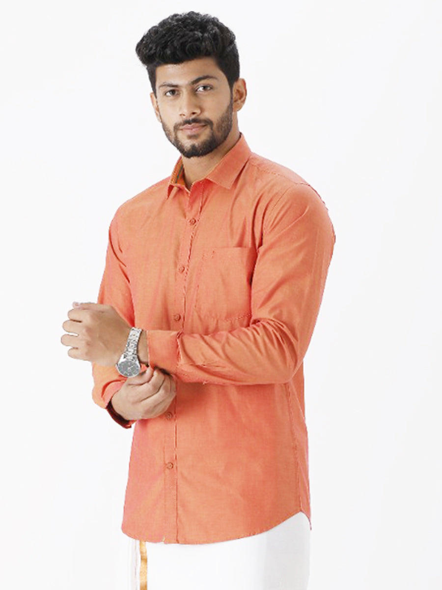 Mens Premium Cotton Formal Copper Full Sleeves Shirt G105-Side view