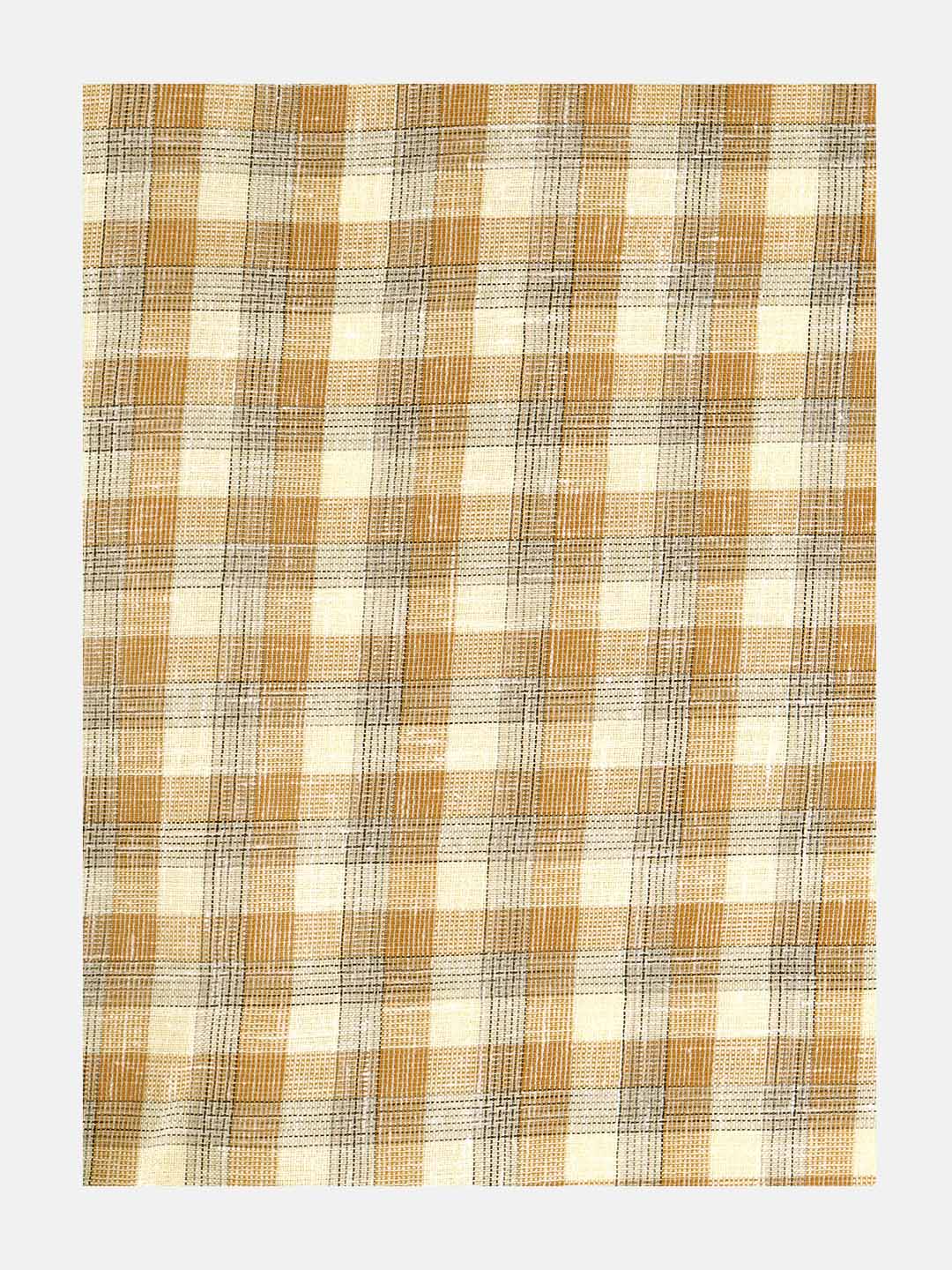 Cotton Colour Brown & Yellow Checked Shirt Fabric High Style-Zoom view