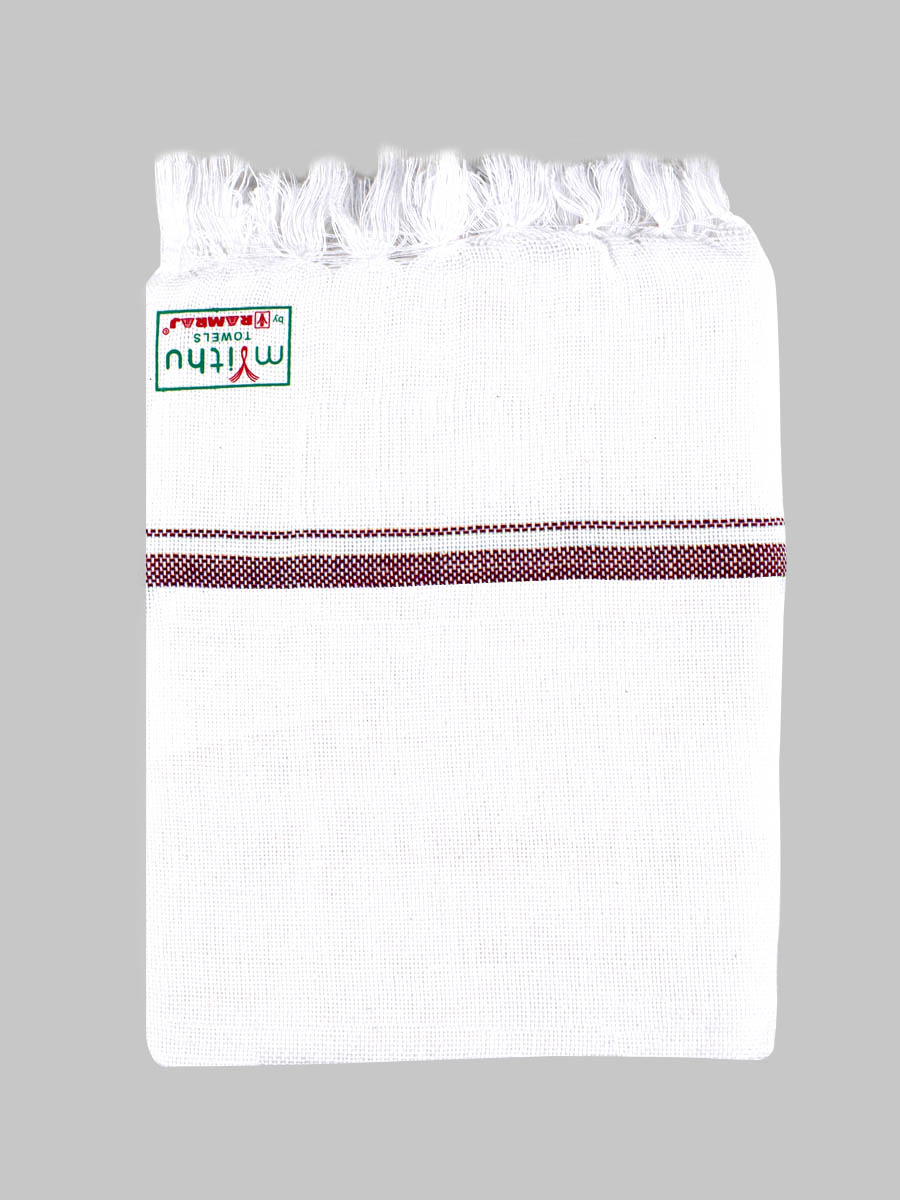 Cotton White Bath Towel NO4091 (2 PCs Pack)-Maroon