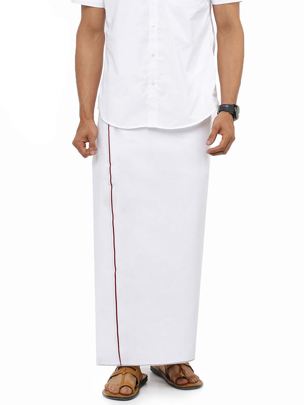 Mens Single Dhoti with Small Border Revolt