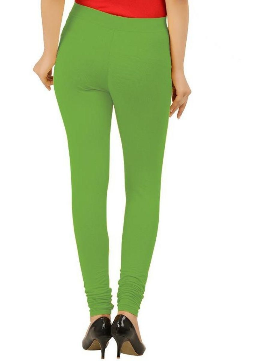 Churidar Fit Mixed Cotton with Spandex Stretchable Leggings Green-Back view
