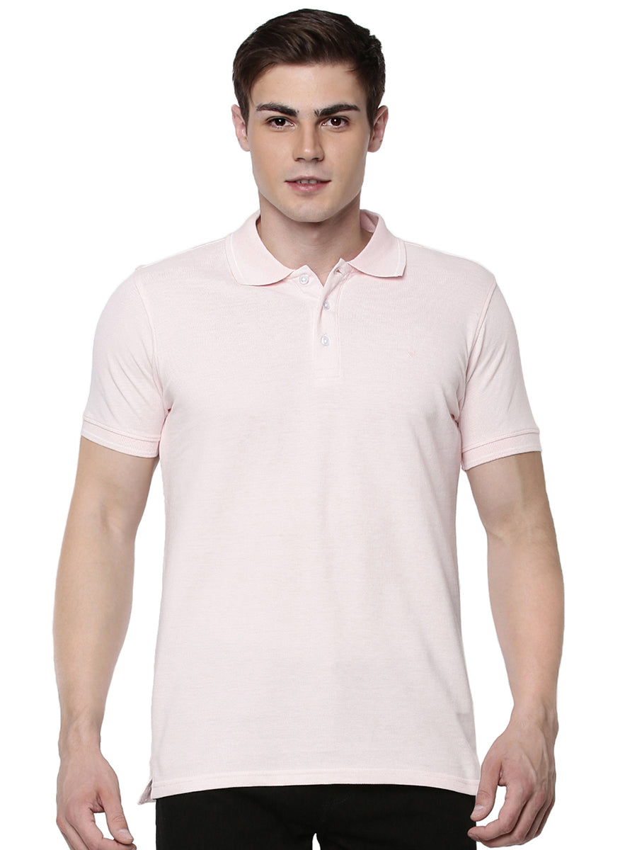Men's Pink Super Combed Cotton Half Sleeves Polo T-Shirt