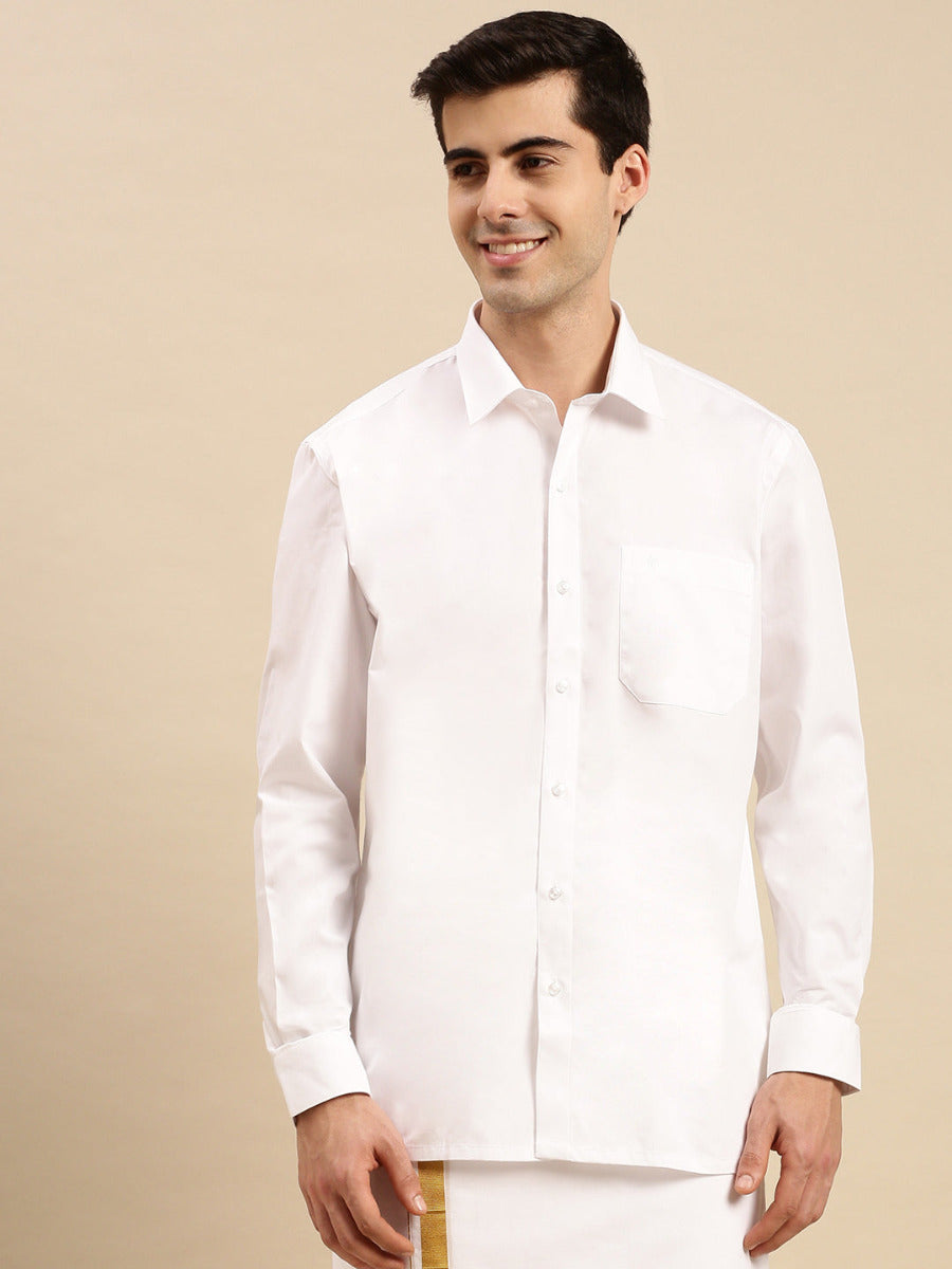 Mens Cotton White Shirt Full Sleeves 100% Cotton