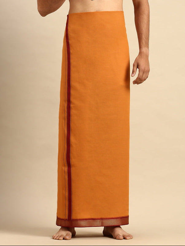 Mens Color Dhoti with Fancy Border Brindhavan Kavi-Front view