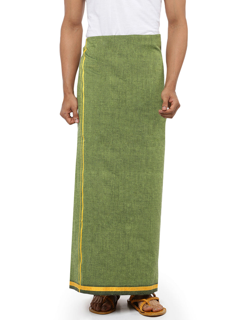 Mens Colour Dhoti with Small Border Colour Diamond CT Green