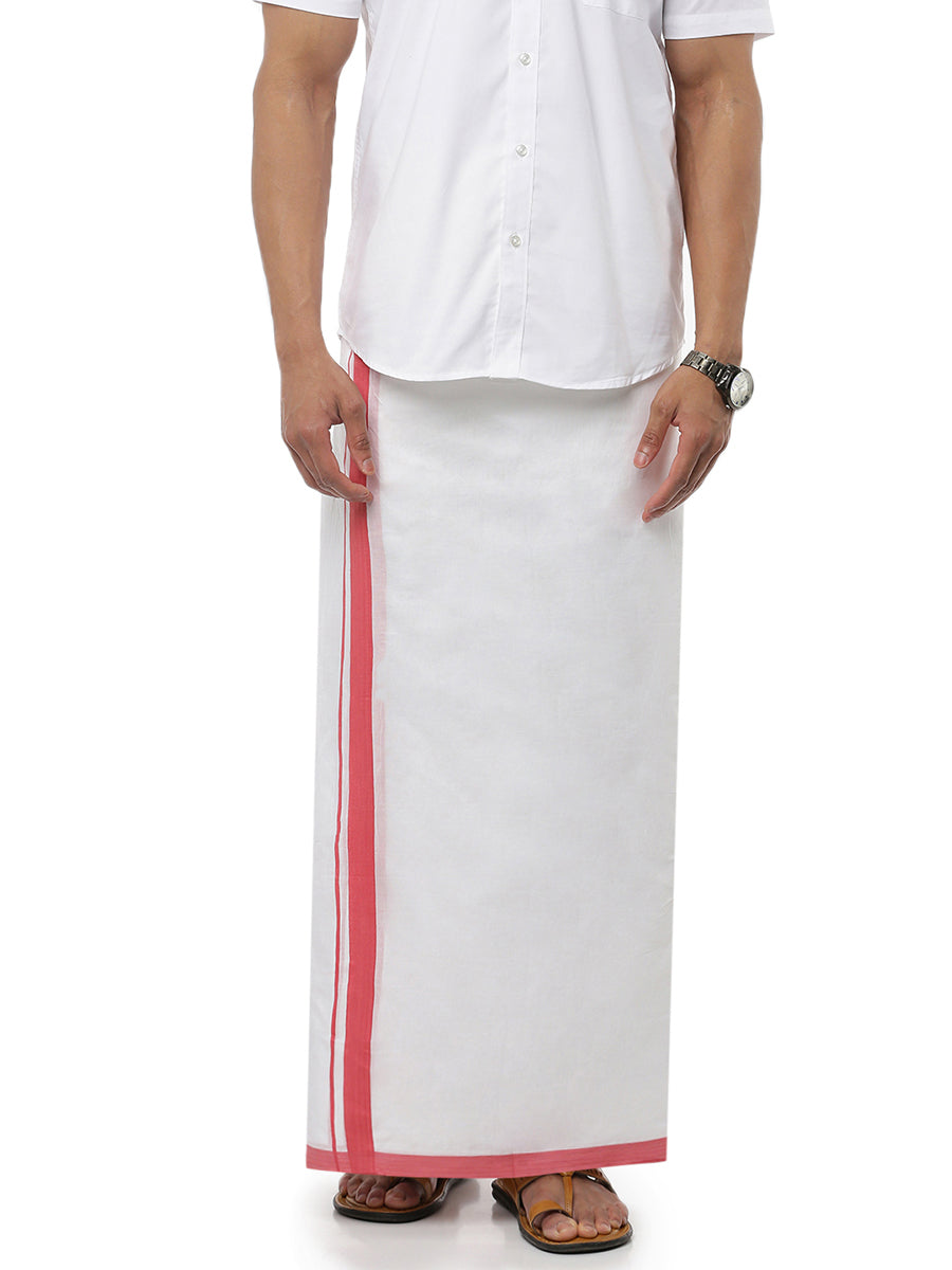 Mens Double Dhoti White with Fancy Border Manali Onion